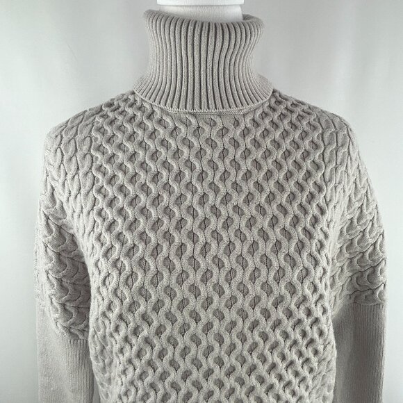 Tristan Light Grey Cable Knit Turtleneck Sweater – Medium - Picture 1 of 9